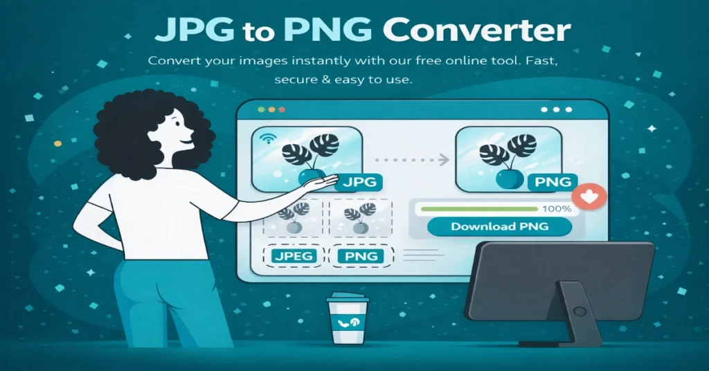 JPG to PNG converter tool interface showing image conversion process online