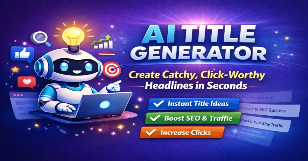 AI Title Generator tool creating catchy and click-worthy headlines in seconds with SEO optimization and instant title ideas