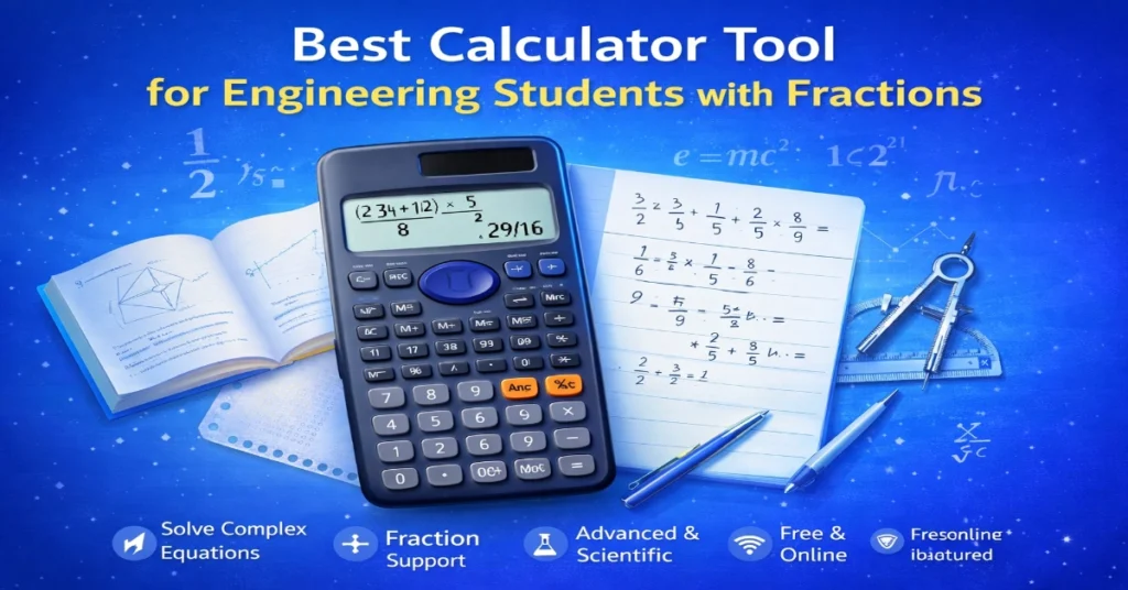 Best calculator tool for engineering students with fraction support showing advanced scientific calculator solving complex equations